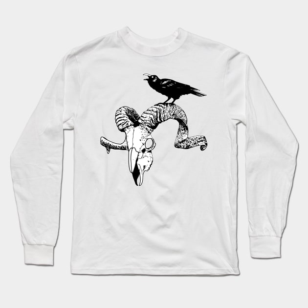 Goat Skull Long Sleeve T-Shirt by euglenii